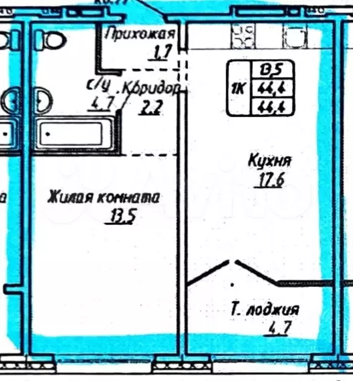 2-к. квартира, 44,3 м, 10/17 эт. - Фото 0