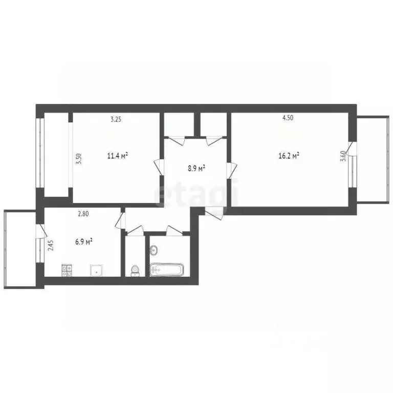 2-к кв. Крым, Бахчисарайский район, с. Скалистое ул. Школьная, 14 ... - Фото 1