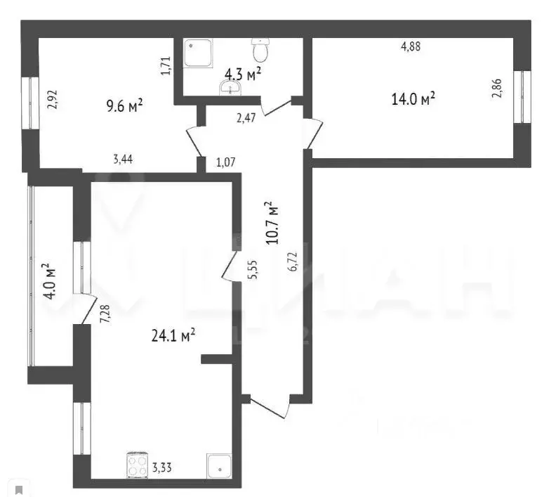 3-к кв. Новосибирская область, Бердск ул. Ленина, 10/2 (68.0 м) - Фото 2