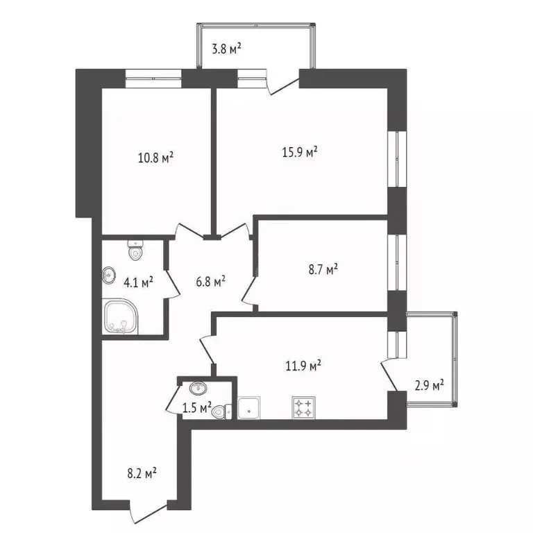 3-к кв. Красноярский край, Красноярск ул. Мужества, 10В (68.0 м) - Фото 2