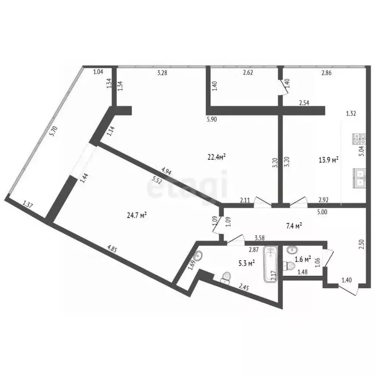 2-к кв. Севастополь просп. Генерала Острякова, 13А (79.0 м) - Фото 2