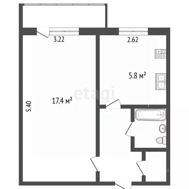 1-к кв. Вологодская область, Шексна рп ул. Молодежная, 8 (31.7 м) - Фото 2