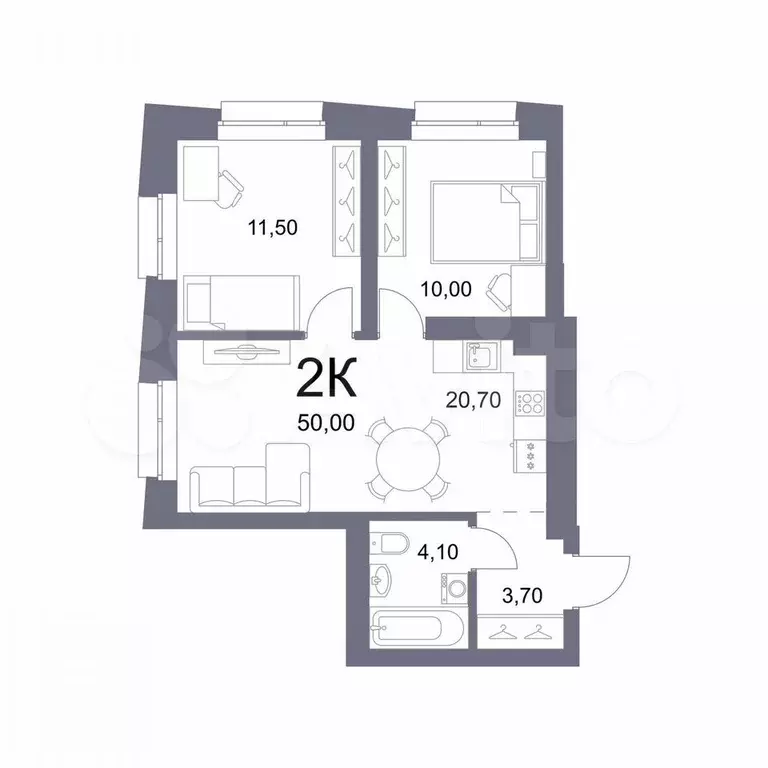 2-к. квартира, 50 м, 17/29 эт. - Фото 0