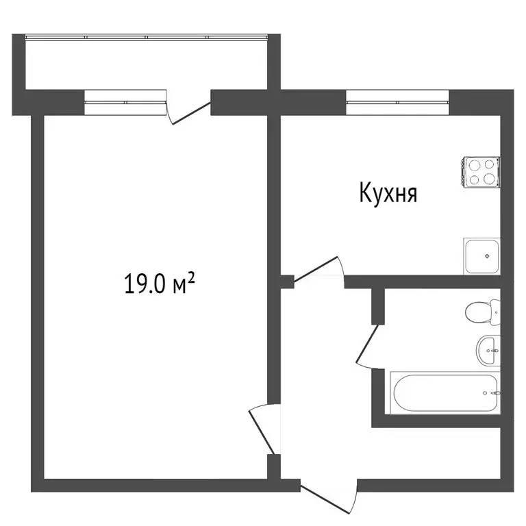 1-комнатная квартира: Тобольск, 8-й микрорайон, 46 (35.6 м) - Фото 1
