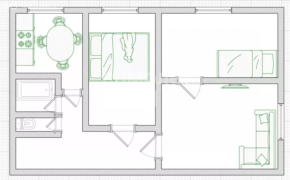 3-комнатная квартира: Омск, улица Орджоникидзе, 270 (52.2 м) - Фото 1