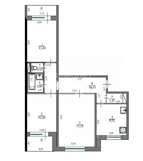 3-к кв. Ульяновская область, Ульяновск просп. Ленинского Комсомола, 44 ... - Фото 2