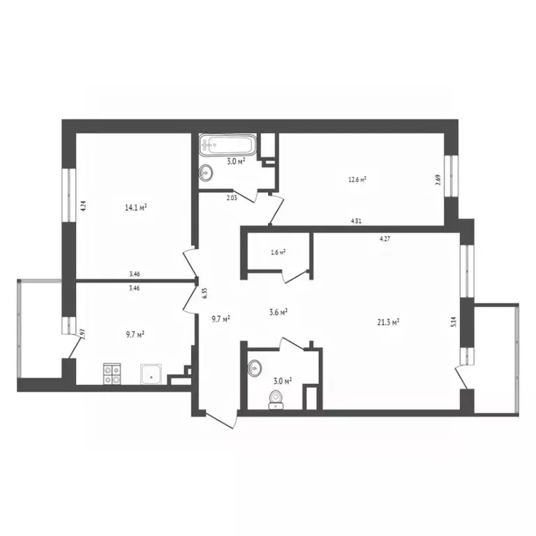 3-к кв. Калужская область, Калуга бул. Солнечный, 18 (80.28 м) - Фото 2