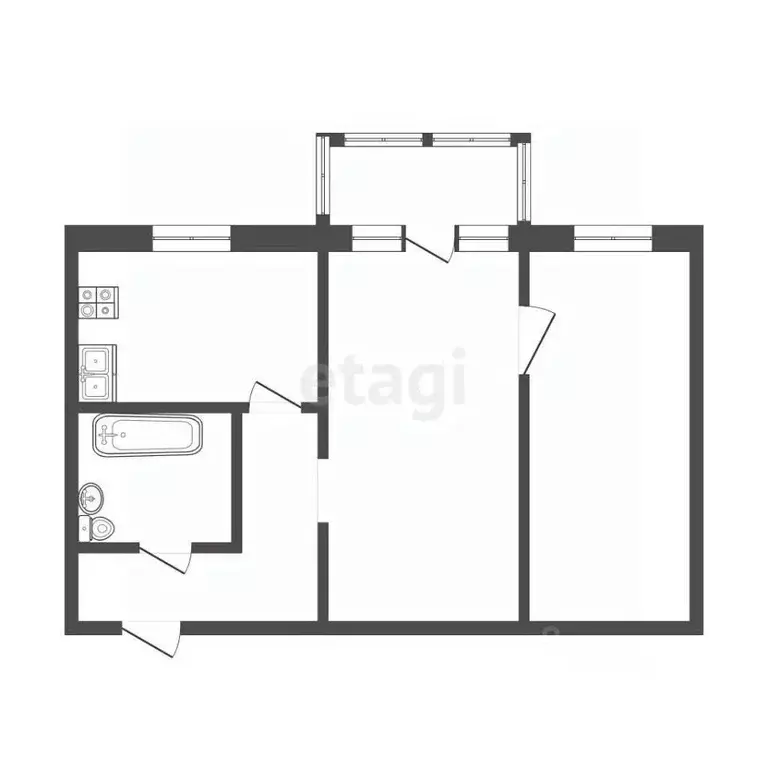 2-к кв. Московская область, Воскресенск ул. Калинина, 52 (46.7 м) - Фото 2