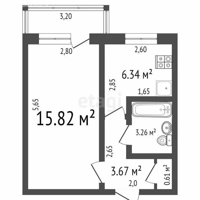 1-комнатная квартира: Ульяновск, улица Полбина, 51 (31.2 м) - Фото 0
