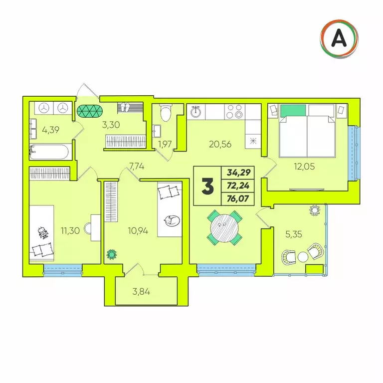 Продаётся 2-к квартира, 74.9 м - Фото 0