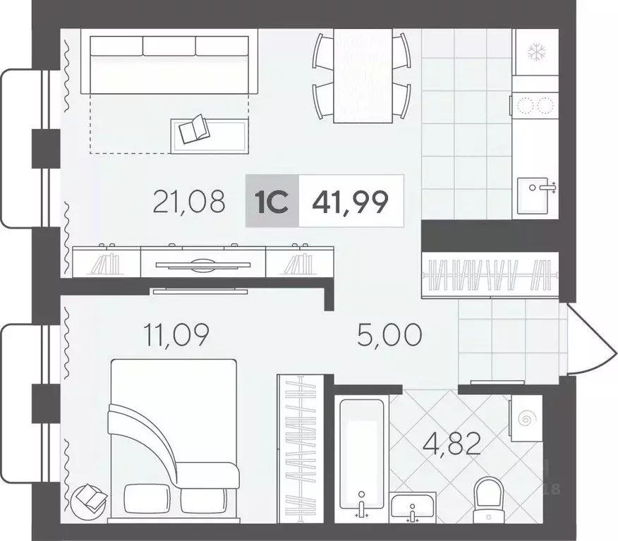 1-к кв. Тюменская область, Тюмень Скандиа.Квартал в Комарово Парк ... - Фото 1