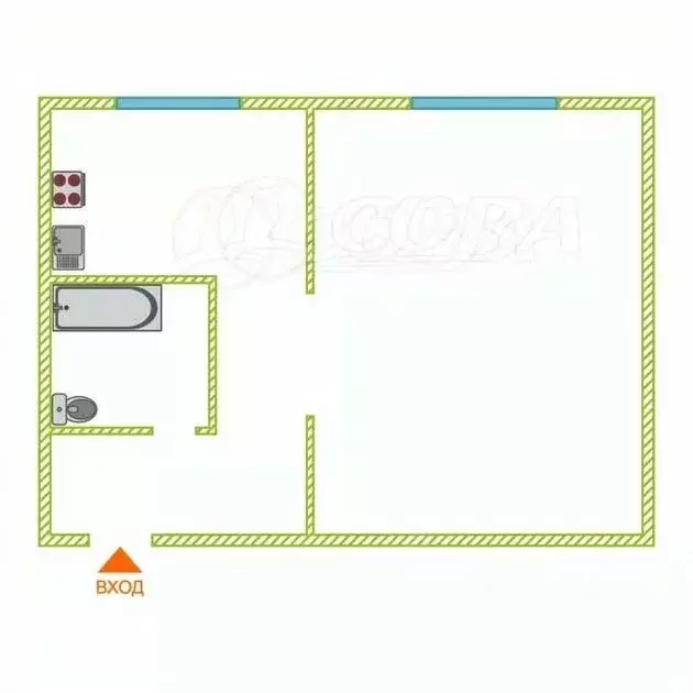 1-к кв. Курганская область, Курган ул. Гоголя, 76 (31.0 м) - Фото 2