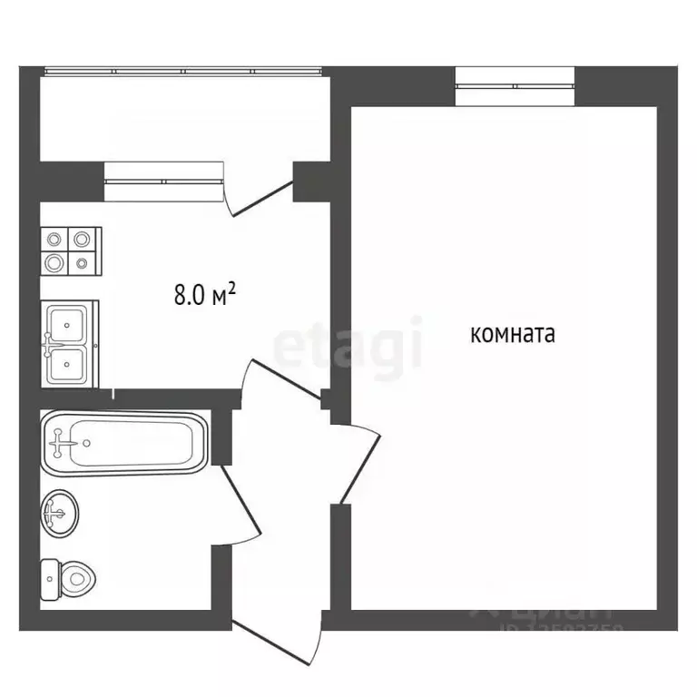 1-к кв. Тамбовская область, Тамбовский муниципальный округ, д. Крутые ... - Фото 2