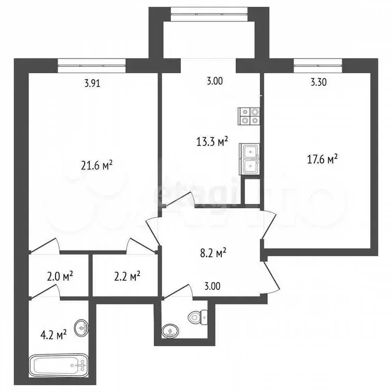2-к. квартира, 70 м, 3/8 эт. - Фото 0