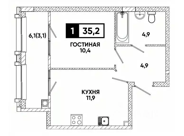 1-к кв. Ставропольский край, Кисловодск Клубный Печорин кв-л,  (35.2 ... - Фото 0