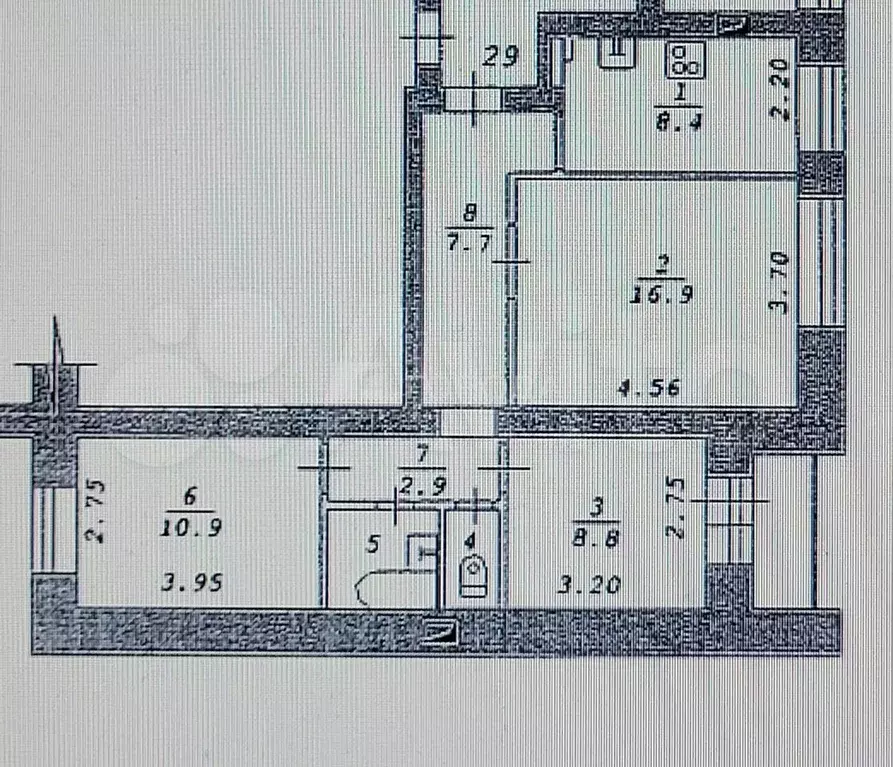 3-к. квартира, 60 м, 8/9 эт. - Фото 0