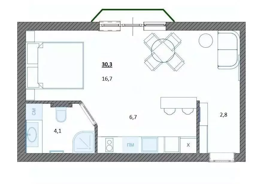 Студия Севастополь ул. Челюскинцев, 49/4 (30.3 м) - Фото 2