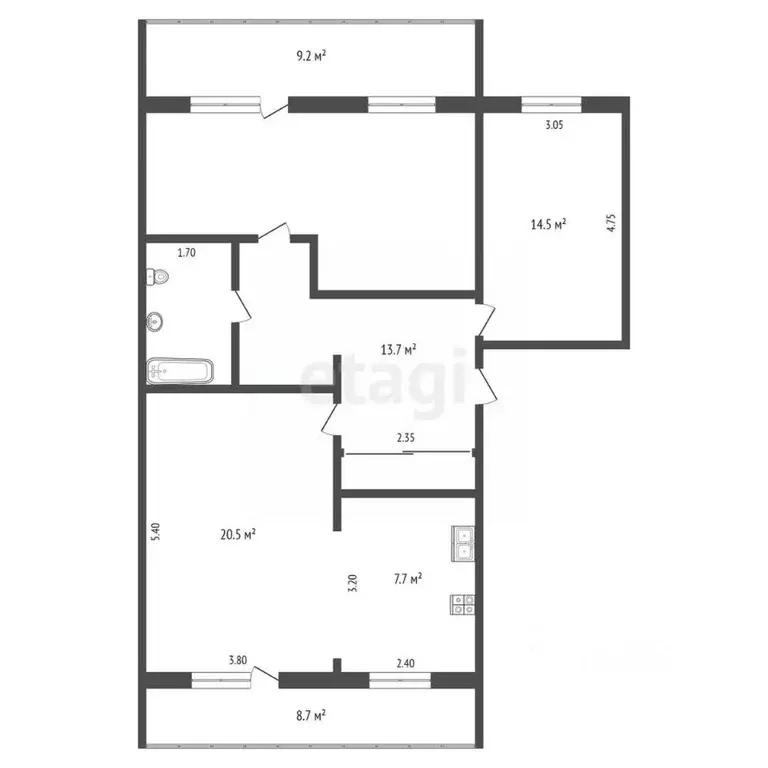 3-к кв. Хабаровский край, Комсомольск-на-Амуре 66-й кв-л, бул. Юности, ... - Фото 2