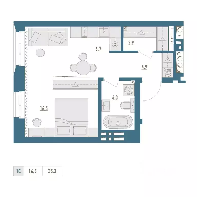 1-к кв. Башкортостан, Уфа Родина Парк жилой комплекс (35.3 м) - Фото 1