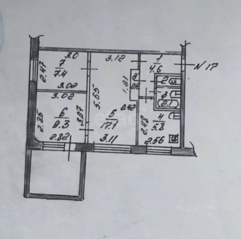 3-к кв. Тульская область, Тула ул. Юлиуса Фучика, 20к2 (52.4 м) - Фото 2