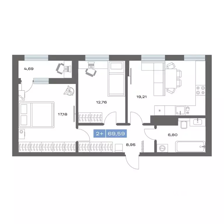 2-к кв. Тюменская область, Тобольск пер. Радищева, 17 (69.58 м) - Фото 1