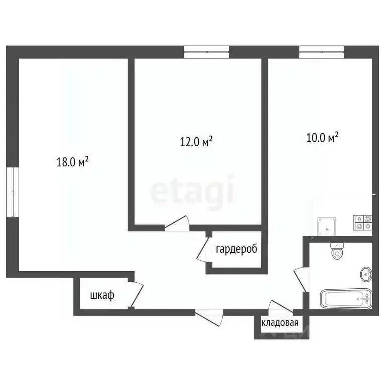 2-к кв. Кемеровская область, Новокузнецк просп. Авиаторов, 68 (45.5 м) - Фото 1