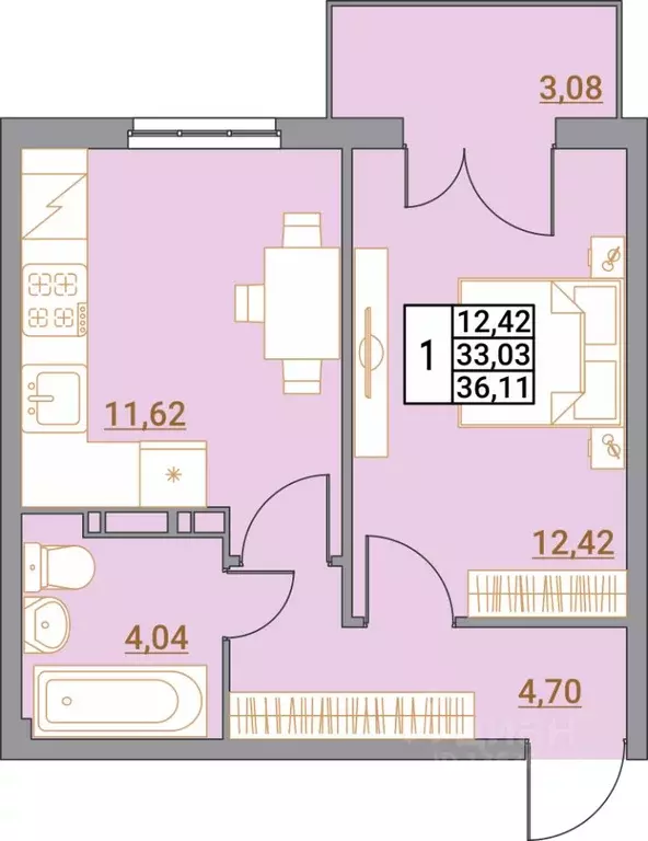 1-к кв. Волгоградская область, Волгоград Удмуртская ул., 75 (36.11 м) - Фото 1