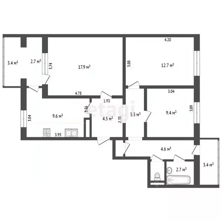 3-к кв. Крым, Ялта ул. Тимирязева, 25 (72.6 м) - Фото 2
