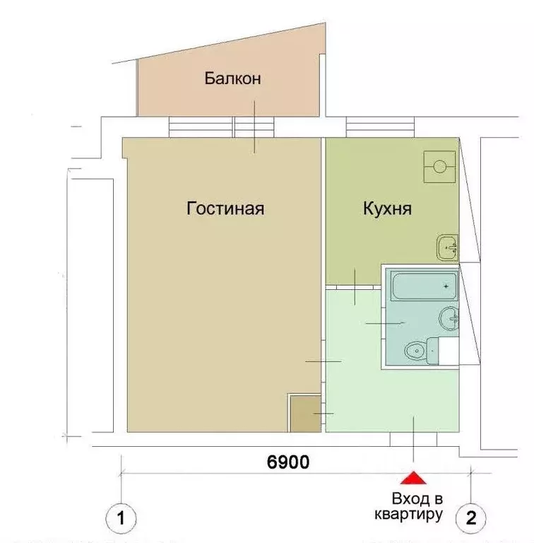 1-к кв. Московская область, Дзержинский Лесная ул., 12 (36.3 м) - Фото 1