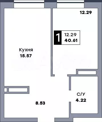 1-к. квартира, 40,6 м, 13/17 эт. - Фото 0