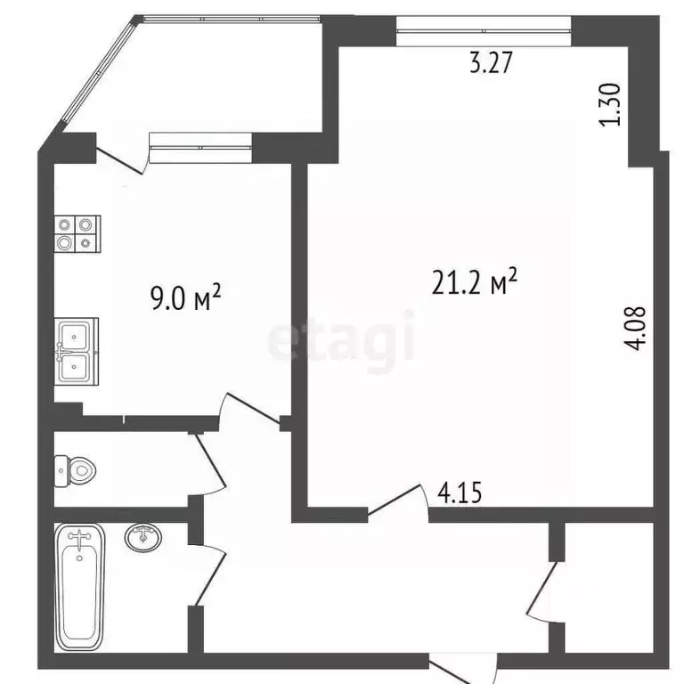 1-к кв. Ханты-Мансийский АО, Сургут ул. Губкина, 23 (44.2 м) - Фото 1
