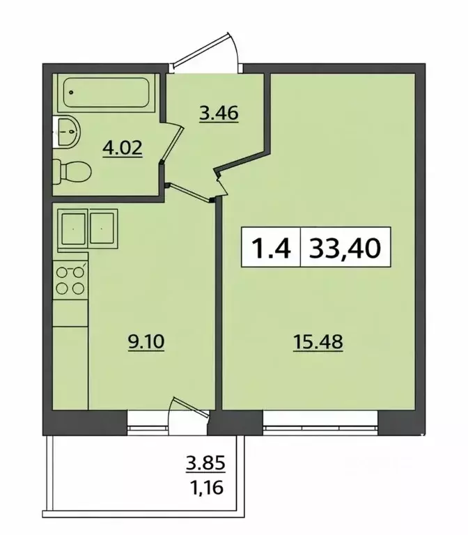 1-к кв. Ленинградская область, Мурино Всеволожский район, Новая ул., ... - Фото 1