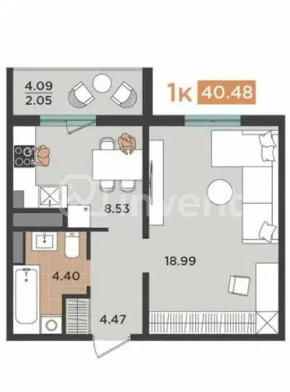 1-комнатная квартира: Калининград, Белгородская улица, 5 (40.5 м) - Фото 0