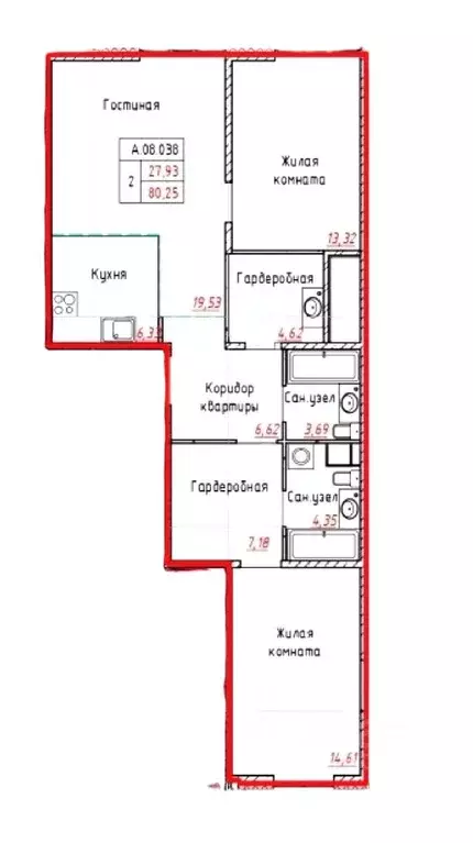 2-к кв. Санкт-Петербург ул. Помяловского, 3 (80.3 м) - Фото 1