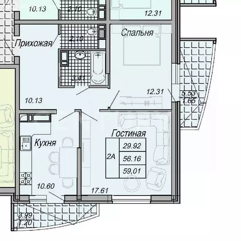 2-комнатная квартира: Краснодар, Стахановская улица, 1 (60 м) - Фото 0