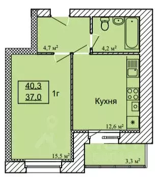 1-к кв. Тамбовская область, Тамбов ул. Имени С.И. Савостьянова, 3 ... - Фото 0