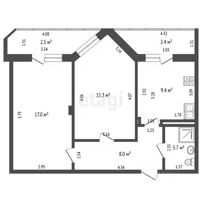 2-к кв. Забайкальский край, Чита ул. Курнатовского, 70 (53.4 м) - Фото 2