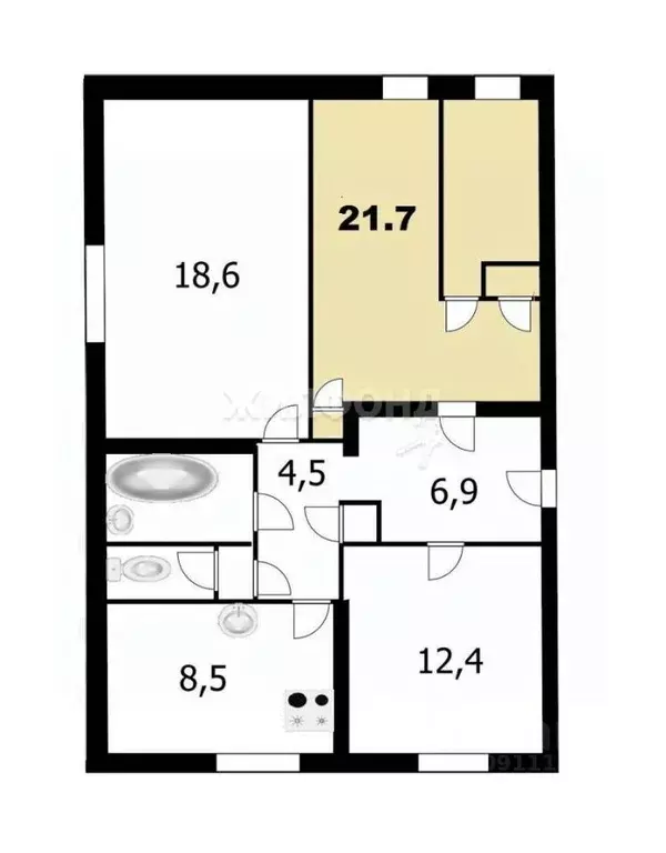 Комната Новосибирская область, Новосибирск ул. Ползунова, 3 (22.0 м) - Фото 0