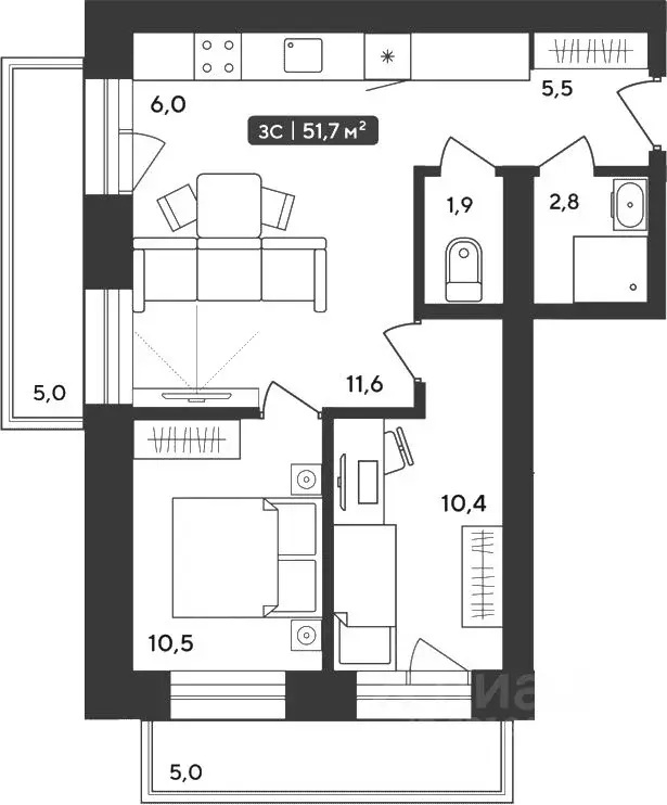 2-к кв. Новосибирская область, Мошковский район, пос. Октябрьский ул. ... - Фото 2