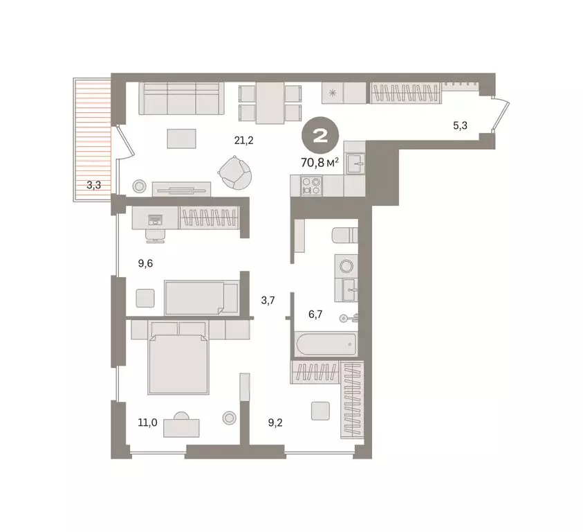 2-комнатная квартира: Екатеринбург, жилой район Эльмаш, Механический ... - Фото 2