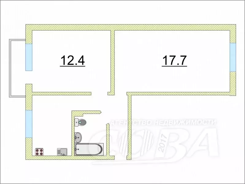 2-комнатная квартира: Тюмень, улица Беляева, 17 (41.3 м) - Фото 1