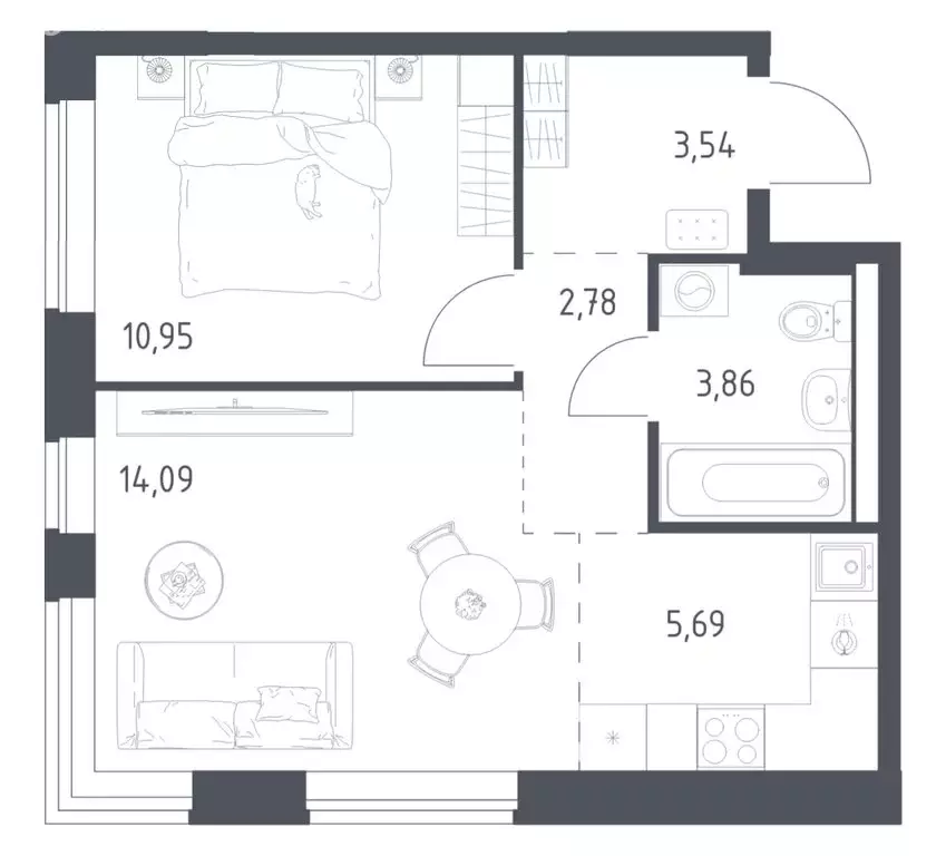 1-комнатная квартира: Ленинский городской округ, ЖК Новое Видное, 18.1 ... - Фото 1