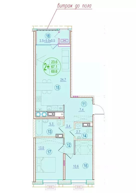 2-к кв. Астраханская область, Астрахань ул. Ахшарумова (69.6 м) - Фото 1