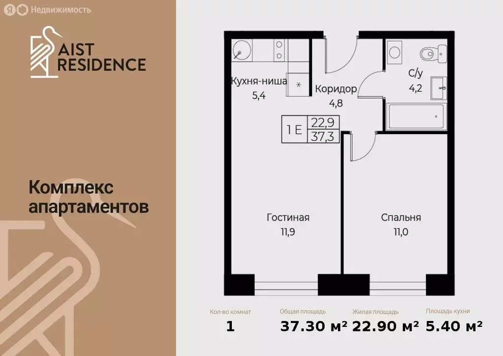 2-комнатная квартира: Москва, улица Намёткина, 10Д (37.3 м) - Фото 1