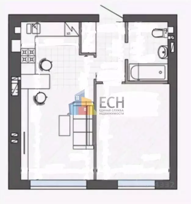 1-к кв. Тульская область, Тула ул. Новоселов, 4к3 (36.7 м) - Фото 2