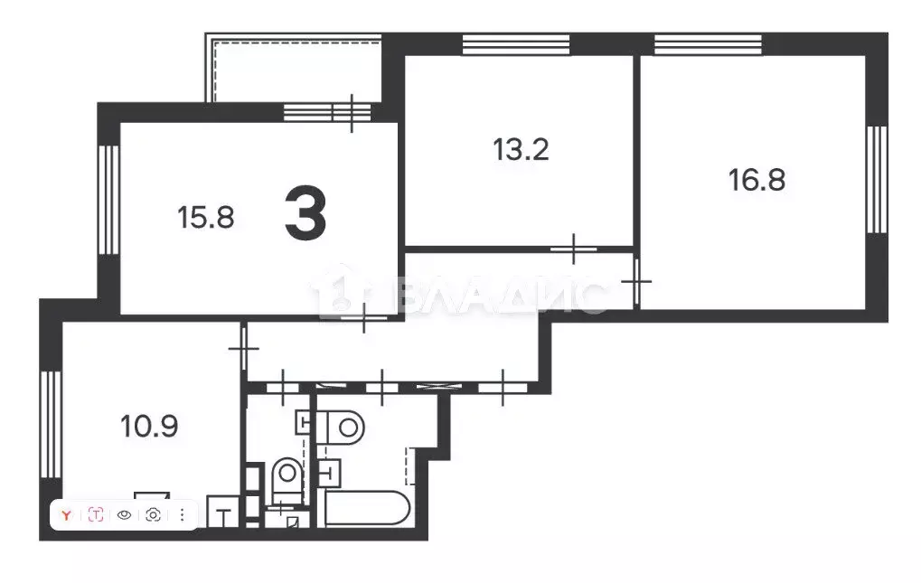 3-комнатная квартира: Москва, Осташковская улица, 9к2 (72.7 м) - Фото 1