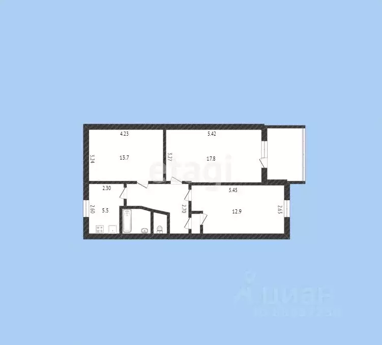 3-к кв. Карачаево-Черкесия, Черкесск Интернациональная ул., 9 (60.0 м) - Фото 1