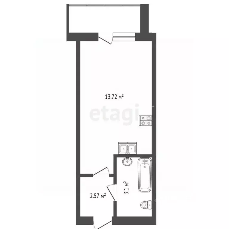Студия Вологодская область, Вологда Архангельская ул., 12 (20.5 м) - Фото 2