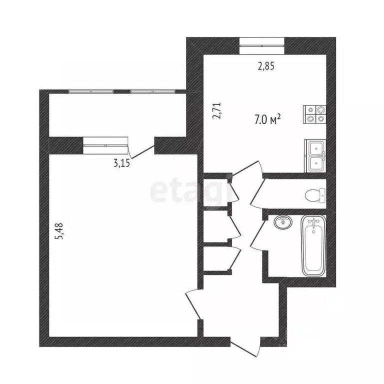 1-к кв. Ямало-Ненецкий АО, Новый Уренгой Мирный мкр, 5/2 (36.6 м) - Фото 1