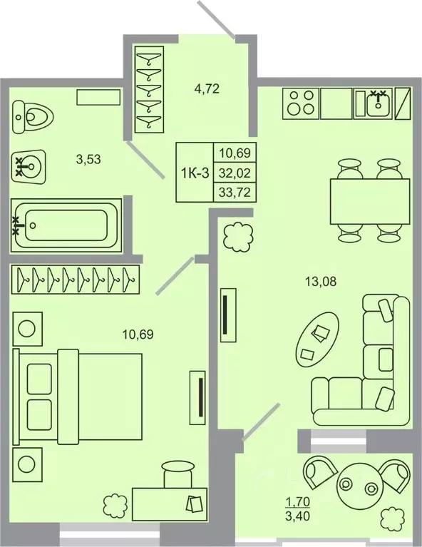 1-к кв. Ленинградская область, Всеволожский район, пос. Бугры Стороны ... - Фото 0